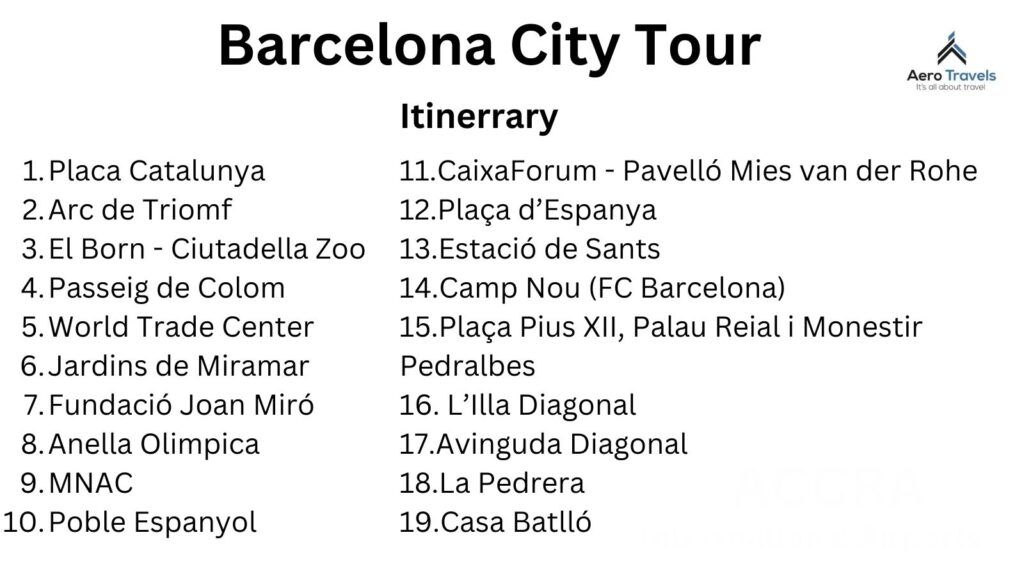 Barcelona City Tour Itineraries